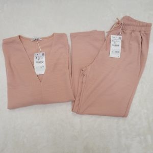 Zara - Two Piece Set. Small. Color: Peach/Coral